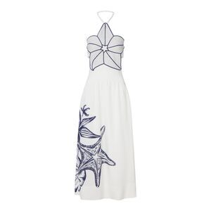 Farm Rio Women Long Halter Dress With Marine Print